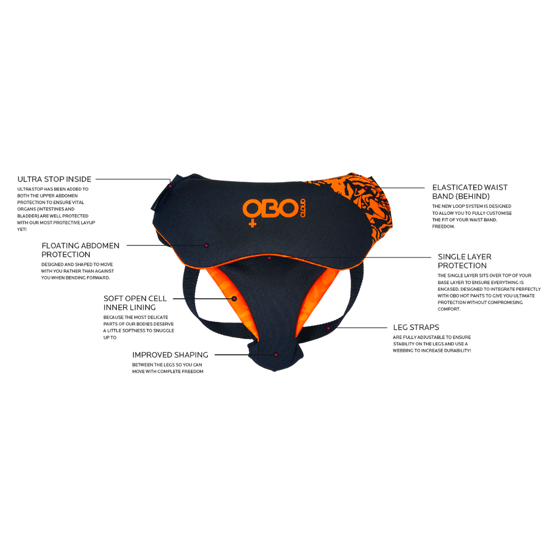 OBO | OBO CLOUD Guard Female Pelvic | CLOUD Guard Female Pelvic - Black/Orange / One Size | Total Hockey
